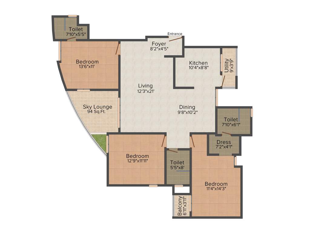 Vaswani Reserve (3BHK+3T (1,820 sq ft) 1820 sq ft)