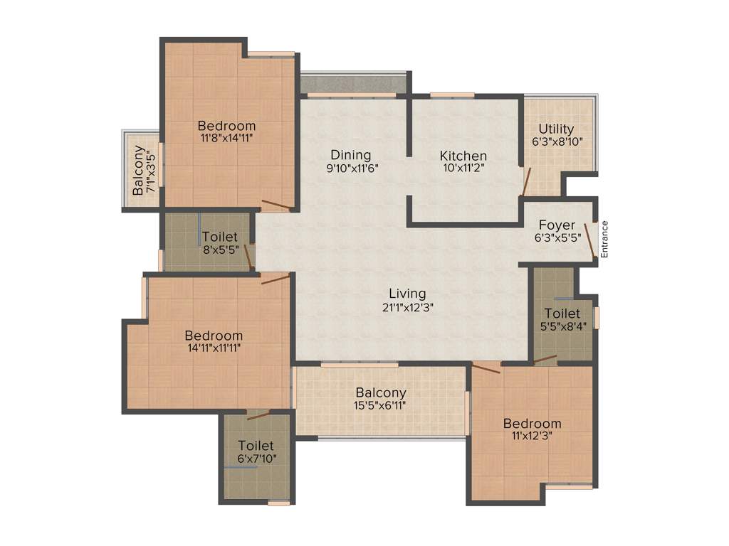 Vaswani Reserve (3BHK+3T (1,865 sq ft) 1865 sq ft)