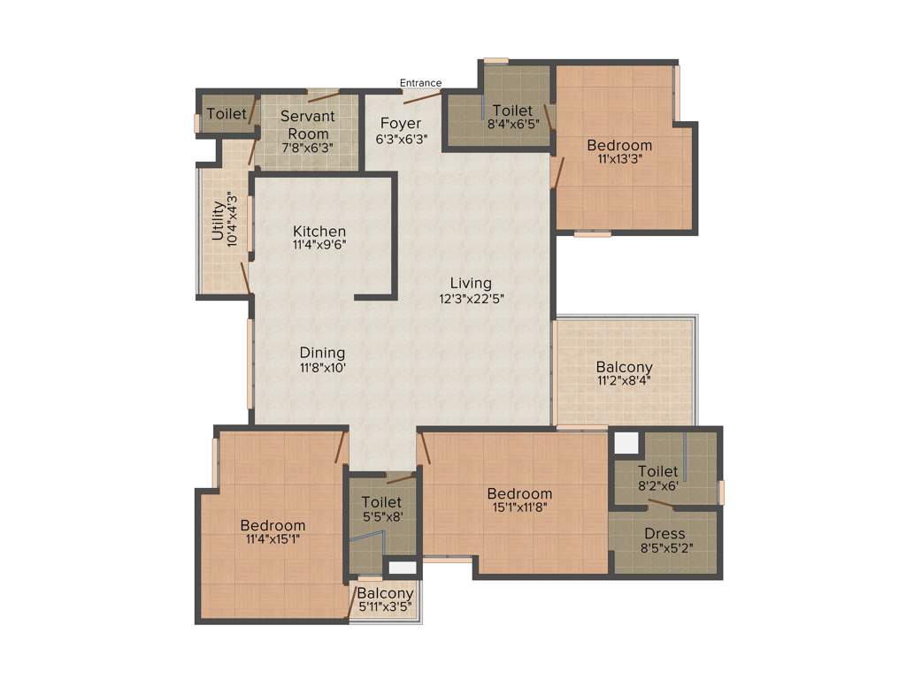 Vaswani Reserve (3BHK+3T (2,030 sq ft) + Servant Room 2030 sq ft)