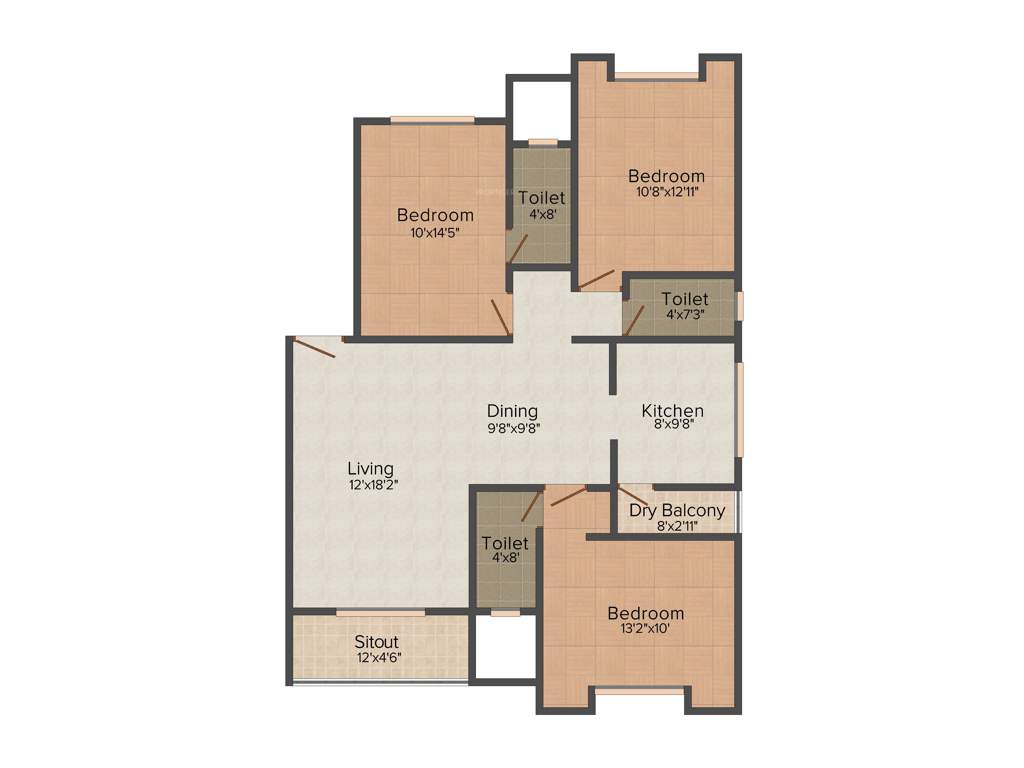 Namrata Lilavati Greens (3BHK+3T (1,366 sq ft) 1366 sq ft)