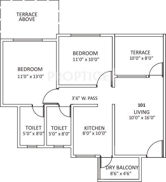 Kolte Patil Umang Premiere (2BHK+2T (935 sq ft) 935 sq ft)