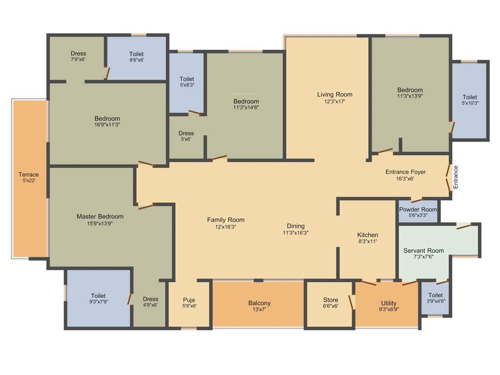 Adani Water Lily (4BHK+5T (3,250 sq ft) + Servant Room 3250 sq ft)