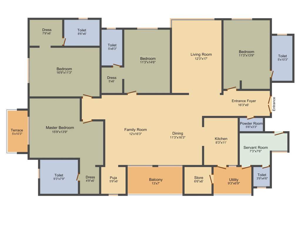 Adani Water Lily (4BHK+5T (3,550 sq ft) + Servant Room 3550 sq ft)