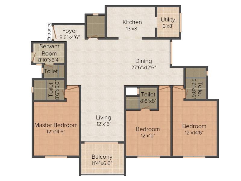Legacy Estilo (3BHK+4T (2,190 sq ft) + Servant Room 2190 sq ft)