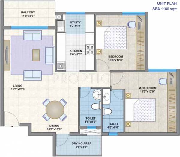 Legacy Ariston (2BHK+2T (1,180 sq ft) 1180 sq ft)