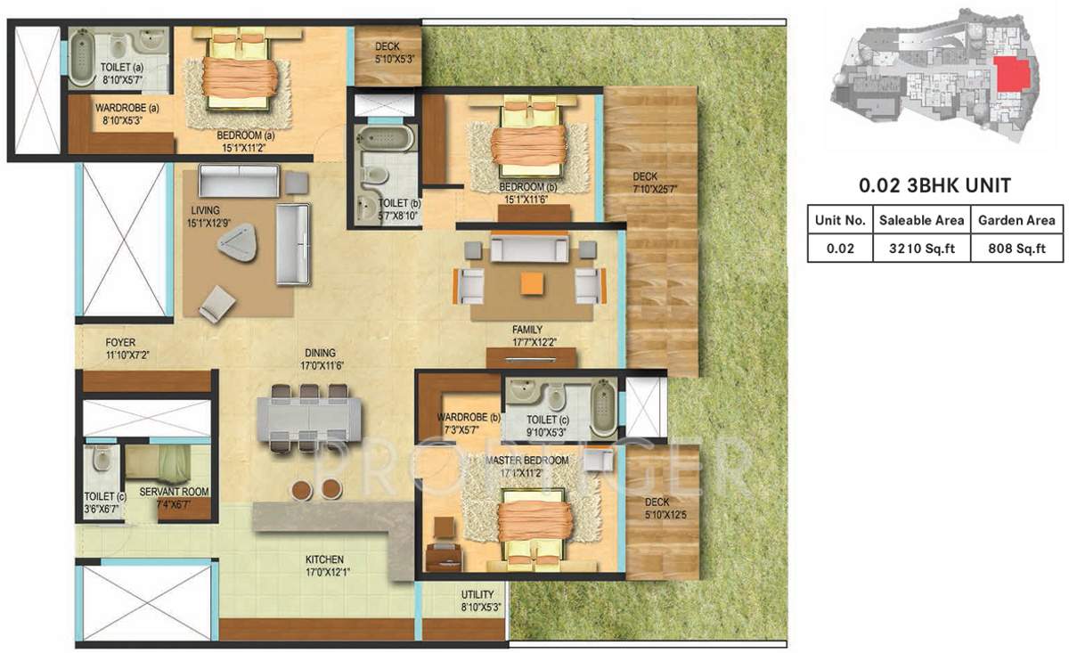 Century Renata (3BHK+4T (3,210 sq ft) Servant Room 3210 sq ft)