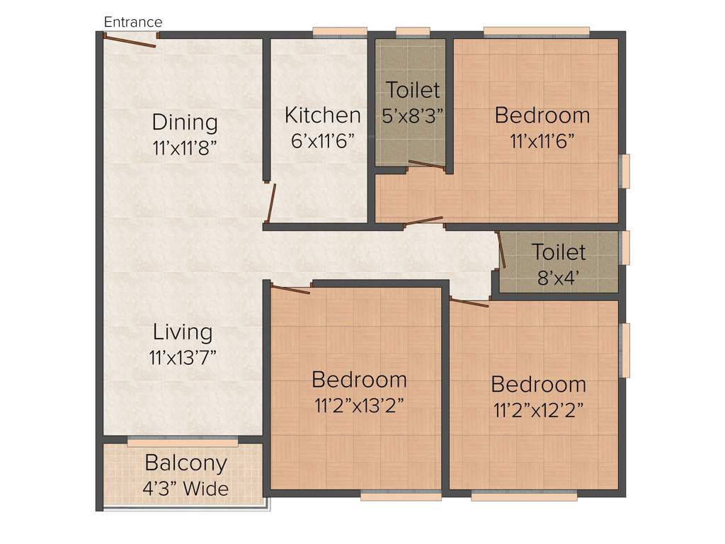 Jain Dream Residency Manor (3BHK+3T (1,365 sq ft) 1365 sq ft)