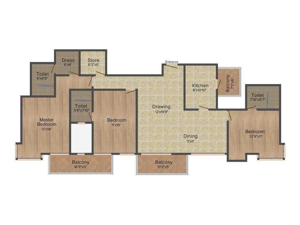 Ramprastha Rise (3BHK+3T (1,825 sq ft) 1825 sq ft) Ramprastha Rise (3BHK+3T (1,825 sq ft) 1825 sq ft)