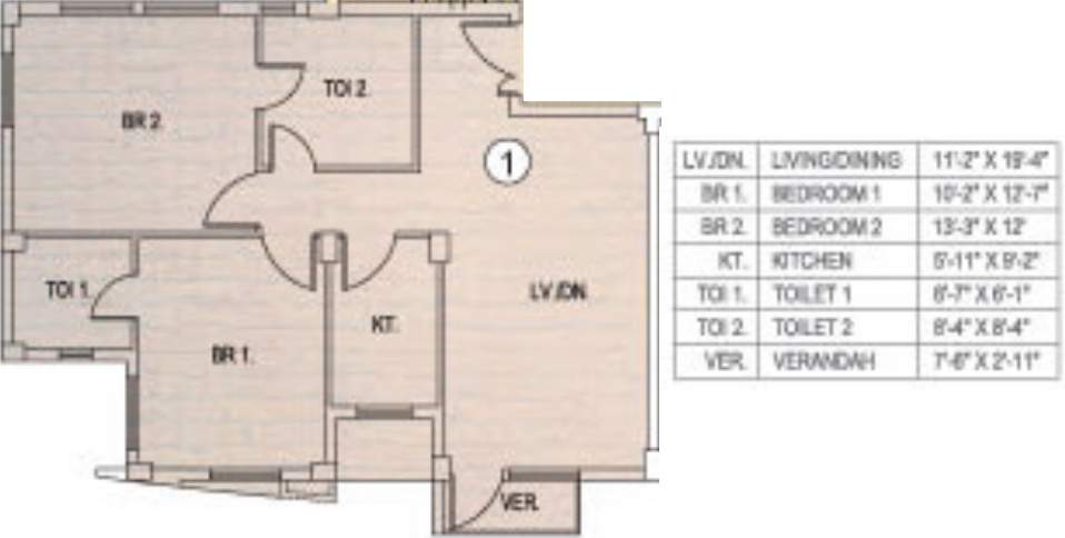 Fort Sunny Fort (2BHK+2T (1,115 sq ft) 1115 sq ft)