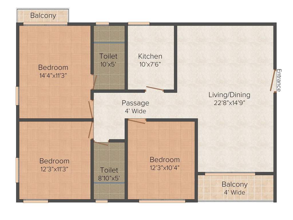 Forum Pravesh (3BHK+2T (1,519 sq ft) 1519 sq ft)