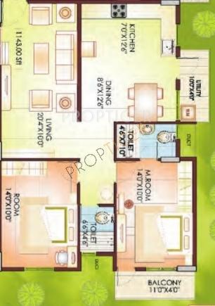Rainbow Waterfront (3BHK+2T (1,335 sq ft) 1335 sq ft)