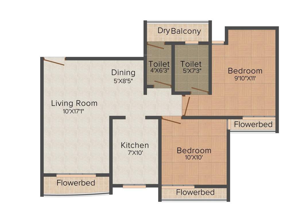 SD Bhalerao Prity Park 2BHK+2T (935 sq ft)