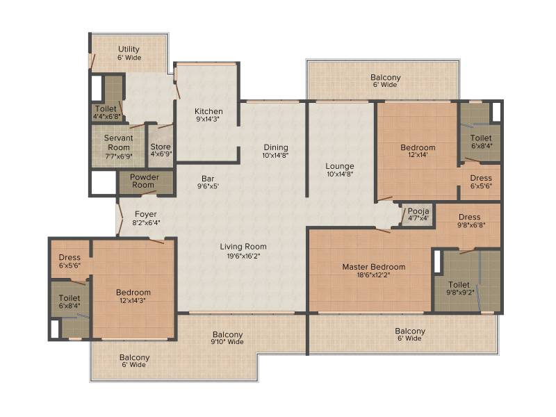 M3M Polo Suites (3BHK+4T (3,980 sq ft)   Servant Room 3980 sq ft)