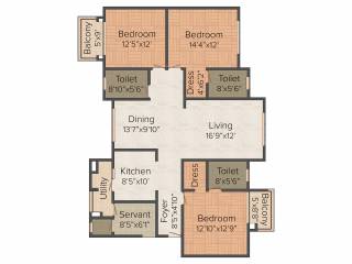 Pashmina Waterfront (3BHK+3T (2,015 sq ft) + Servant Room 2015 sq ft)