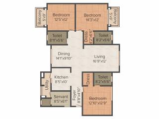 Pashmina Waterfront (3BHK+3T (2,024 sq ft) + Servant Room 2024 sq ft)