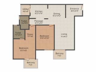 Bren Trillium (2BHK+2T (1,221 sq ft) 1221 sq ft) Bren Trillium (2BHK+2T (1,221 sq ft) 1221 sq ft)