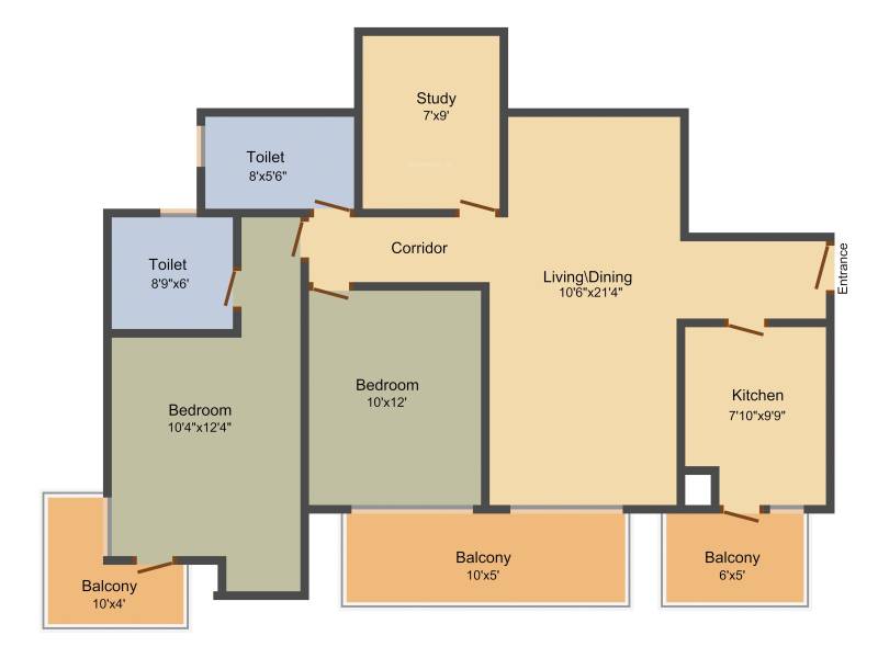 Indiabulls Centrum Park (2BHK+2T (1,325 sq ft) + Study Room 1325 sq ft)