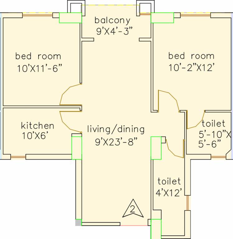 Loharuka Green Heights (2BHK+2T (950 sq ft) 950 sq ft)