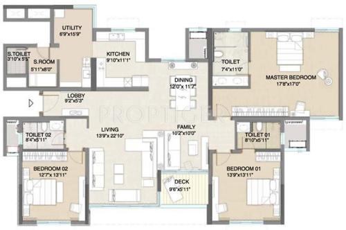 Embassy Pristine (3BHK+3T (2,697 sq ft) + Servant Room 2697 sq ft)