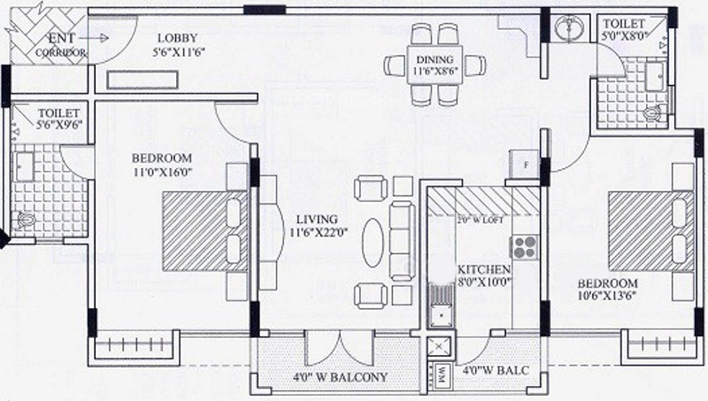 Gopalan Grandeur (2BHK+2T (1,415 sq ft) 1415 sq ft) Gopalan Grandeur (2BHK+2T (1,415 sq ft) 1415 sq ft)