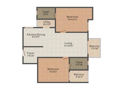 Unicon Foland (2BHK+2T (1,245 sq ft) 1245 sq ft)