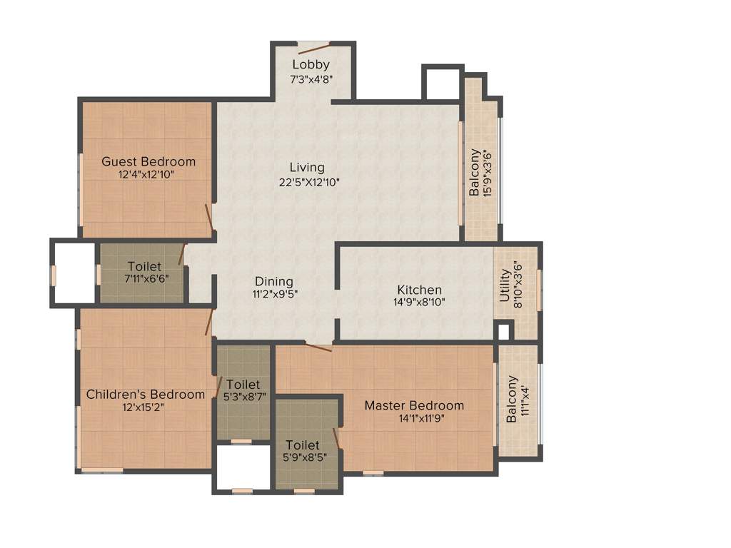 Salarpuria Sattva Gold Summit (3BHK+3T (1,933 sq ft) 1933 sq ft)