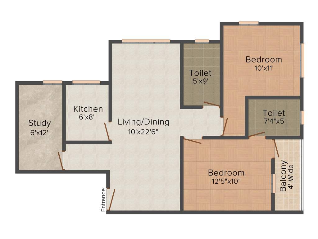 Siddha Xanadu Condominium (2BHK+2T (1,150 sq ft) Study Room 1150 sq ft)