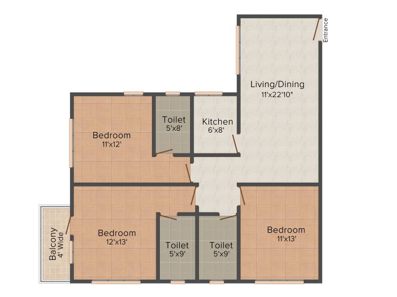 Siddha Xanadu Condominium (3BHK+3T (1,455 sq ft) 1455 sq ft)