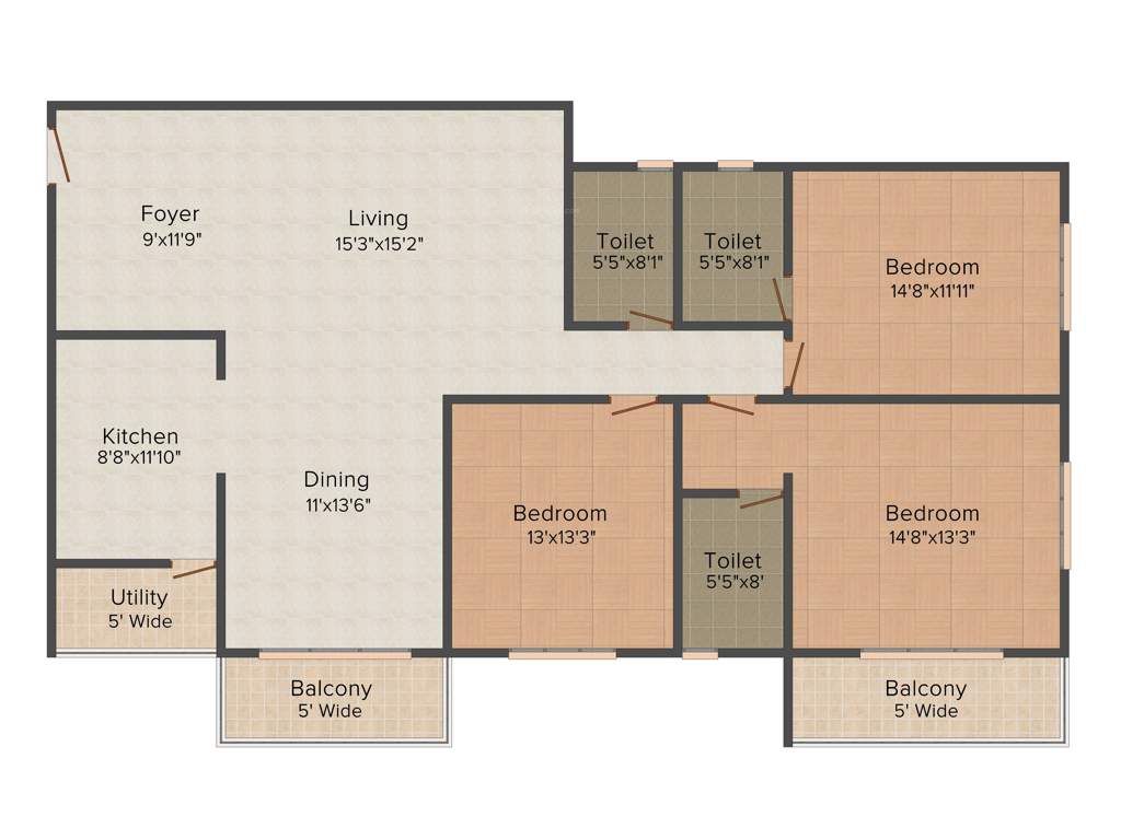 Salarpuria Sattva Luxuria (3BHK+3T (2,215 sq ft) 2215 sq ft)
