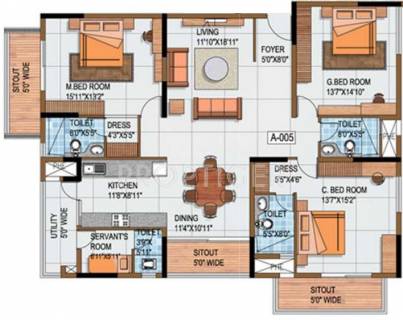 2475 Sq Ft 3 Bhk Floor Plan Image Salarpuria Sattva Group Luxuria Available For Sale Rs In 3 22 Crore Proptiger Com