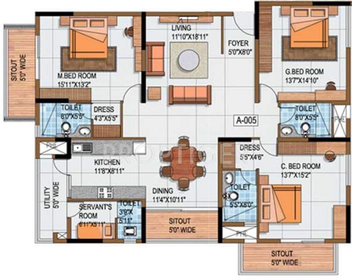 Salarpuria Sattva Luxuria (3BHK+4T (2,475 sq ft) + Servant Room 2475 sq ft)