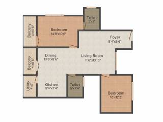  Prasiddi (2BHK+2T (1,100 sq ft) 1100 sq ft)