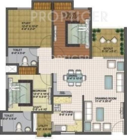 Unishire Projects Pvt Ltd The Ledge (3BHK+2T (1,269 sq ft) + Study Room 1269 sq ft)