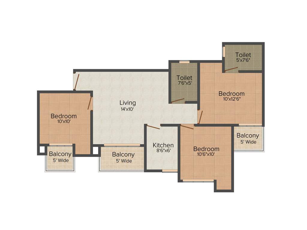 Amrapali Golf Homes (3BHK+2T (1,115 sq ft) 1115 sq ft)