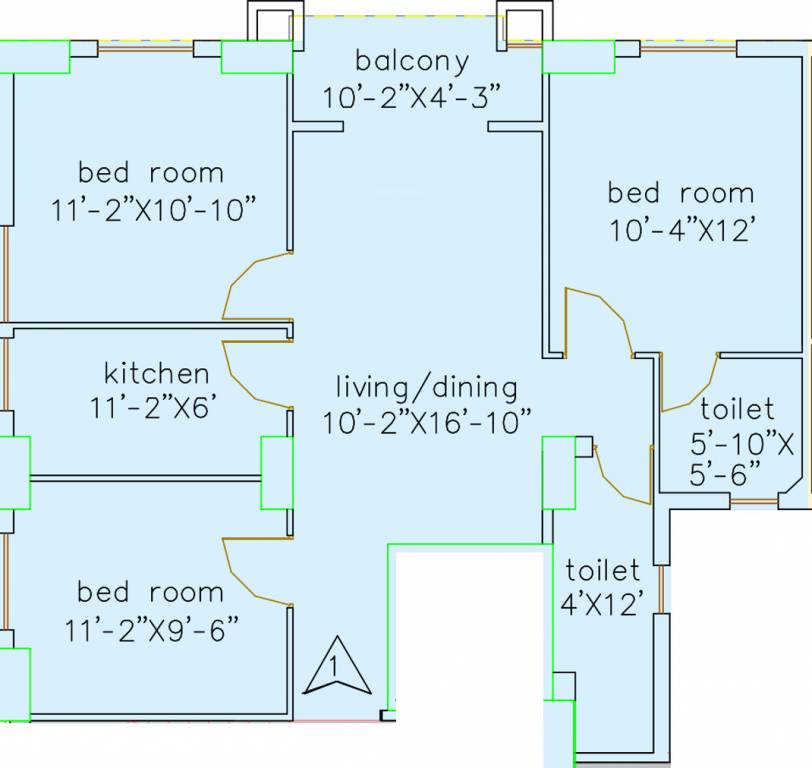 Loharuka Green Heights (3BHK+2T (1,115 sq ft) 1115 sq ft)