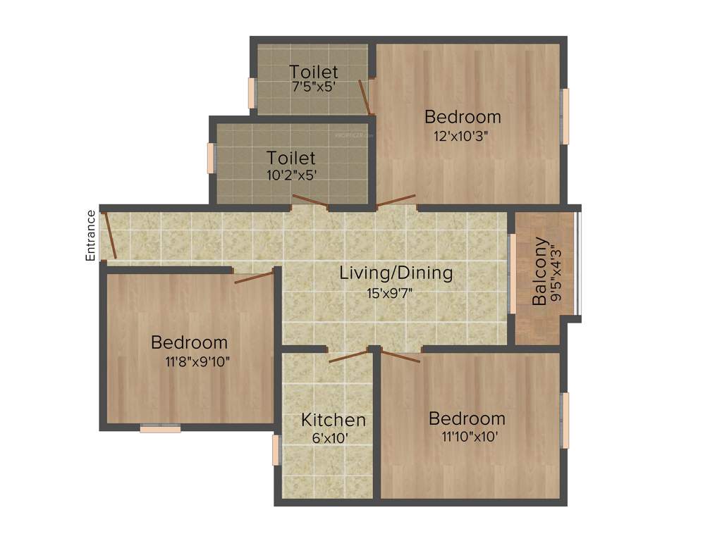 Loharuka Green Heights (3BHK+2T (1,075 sq ft) 1075 sq ft)