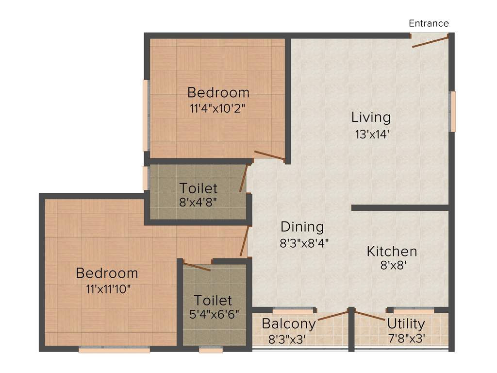 Radiant Jasmine Terrace (2BHK+2T (940 sq ft) 940 sq ft)