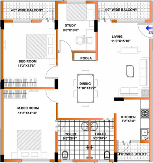 Shanders Spring Dale (3BHK+2T (1,200 sq ft)   Pooja Room 1200 sq ft)