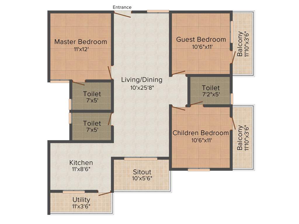 DSR Ultima (3BHK+3T (1,730 sq ft) 1730 sq ft)