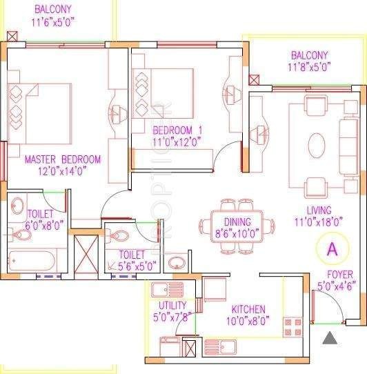 Shriram Sahaana (2BHK+2T (1,270 sq ft) 1270 sq ft)