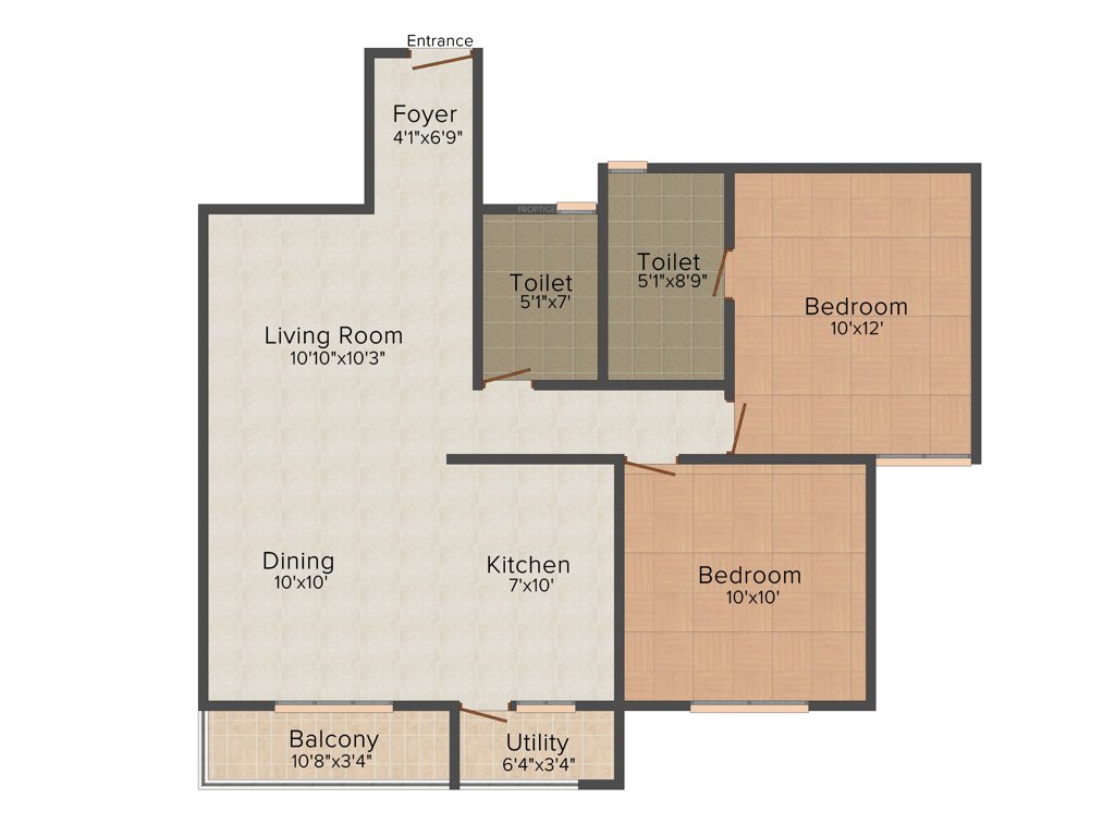Nitesh Hyde Park (2BHK+2T (965 sq ft) 965 sq ft)