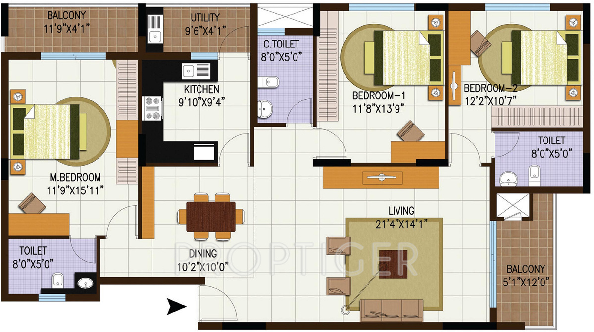 Century Central (3BHK+3T (1,803 sq ft) 1803 sq ft)