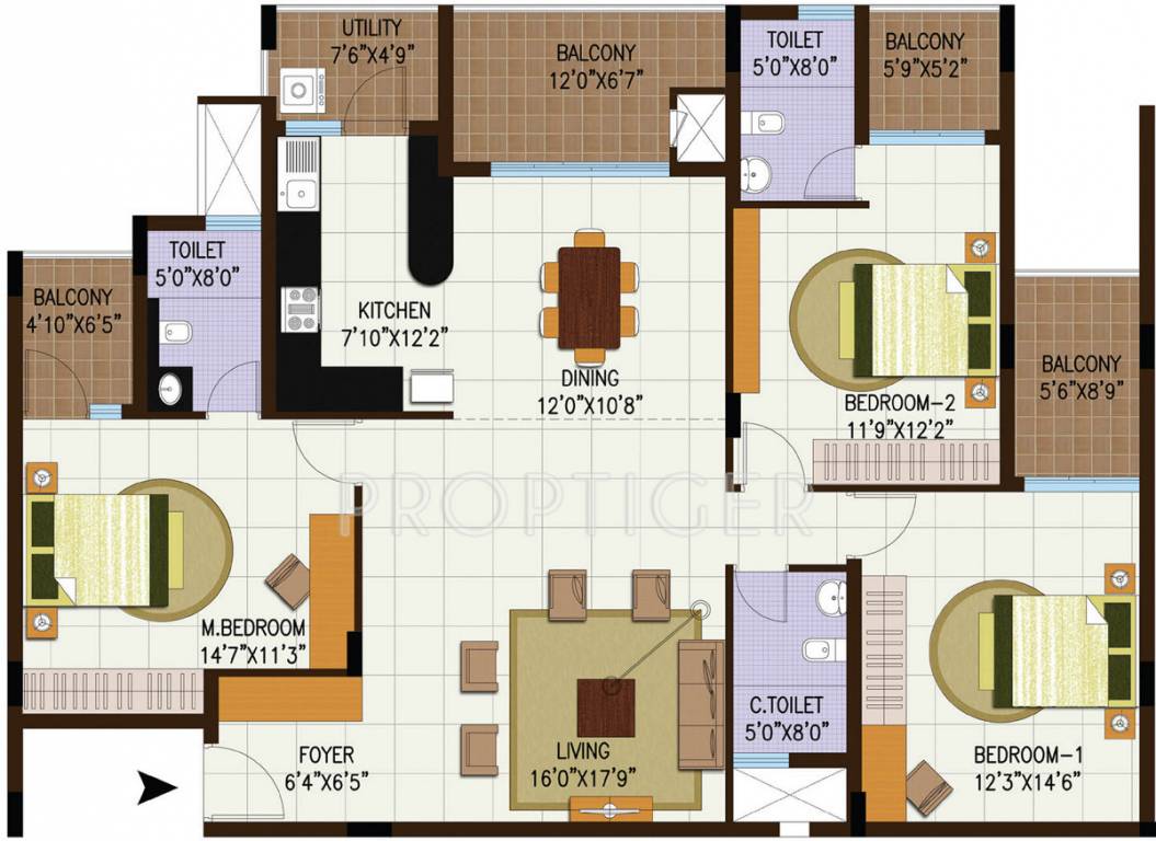 Century Central (3BHK+3T (1,932 sq ft) 1932 sq ft)