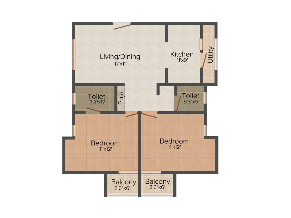 Green Tree Green 201 (2BHK+2T (1,040 sq ft) 1040 sq ft)