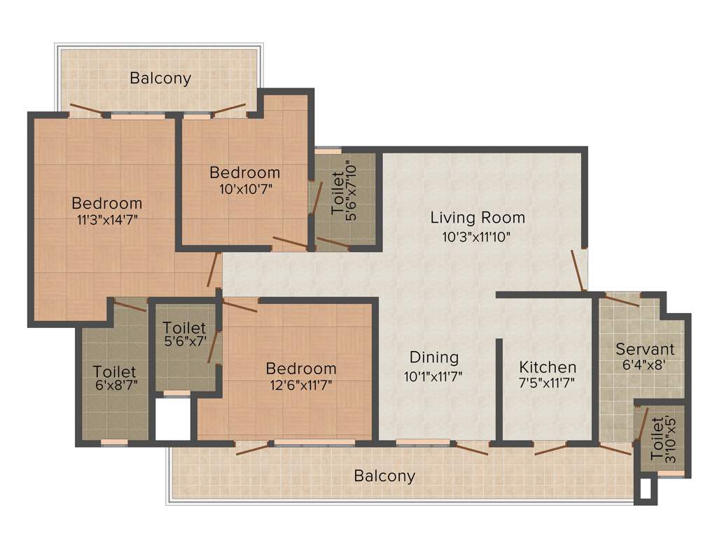 CHD Avenue 71 (3BHK+3T (1,762 sq ft) + Servant Room 1762 sq ft)