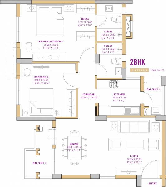 Vatika The Seven Lamps (2BHK+2T (1,300 sq ft) 1300 sq ft) Vatika The Seven Lamps (2BHK+2T (1,300 sq ft) 1300 sq ft)