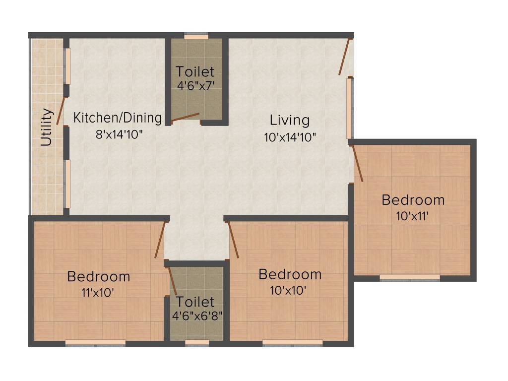 DS DSMAX SPLENDOR (3BHK+2T (1,325 sq ft) 1325 sq ft)