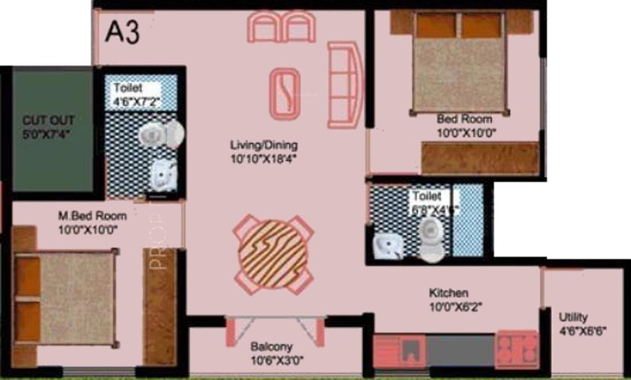 DS DSMAX SUPREME (2BHK+2T (920 sq ft) 920 sq ft)