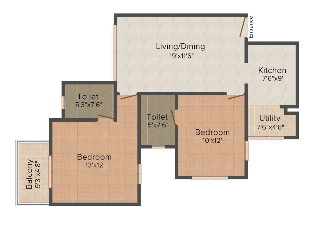 Ozone Evergreens (2BHK+2T (953 sq ft) 953 sq ft) Ozone Evergreens (2BHK+2T (953 sq ft) 953 sq ft)
