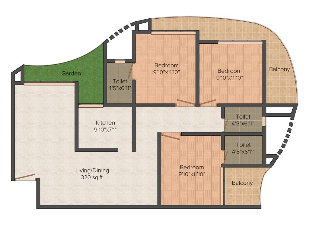 Team Taurus Bellagio 3BHK+3T (1,723 sq ft)